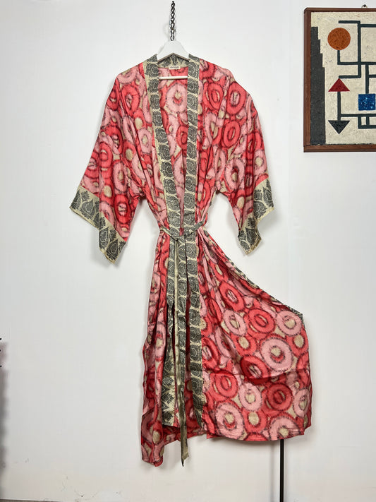 Vintage Saree Silk Kimono / Duster - Long - Wider Unisex Fit
