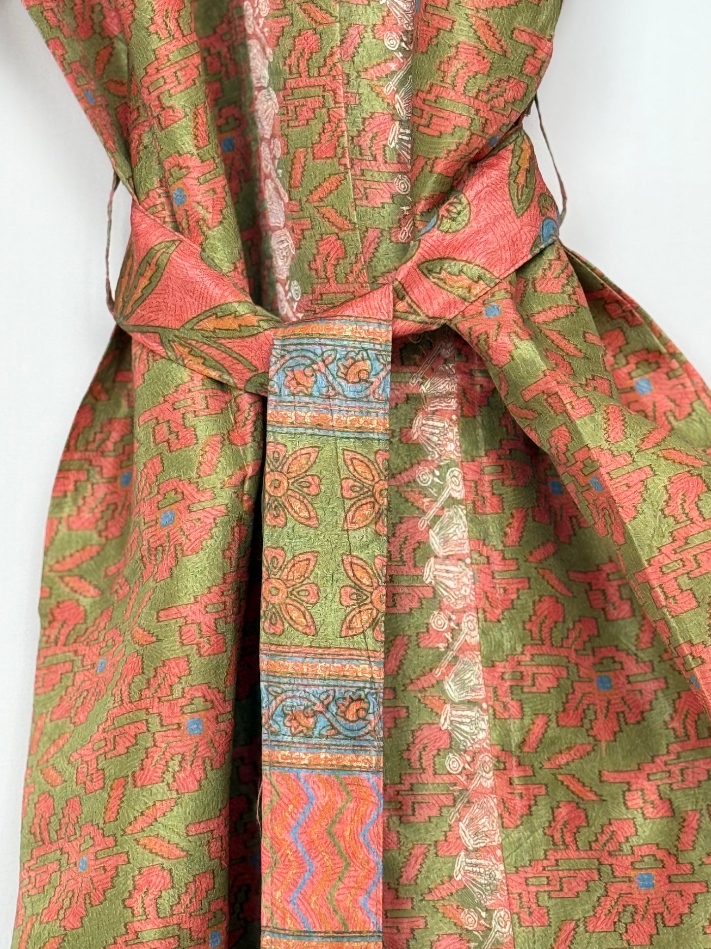 Vintage Saree Silk Kimono / Duster - Long