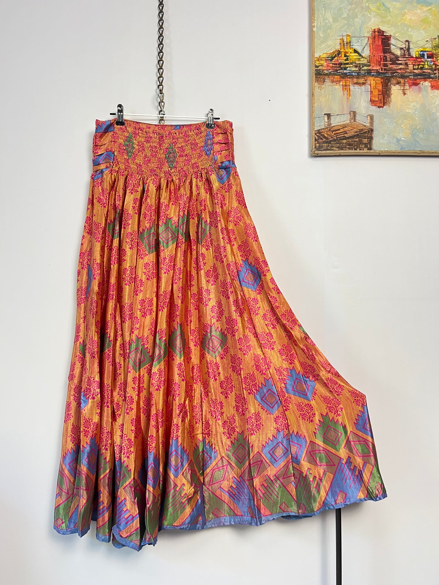 Vintage Saree Silk Pleated Skirt