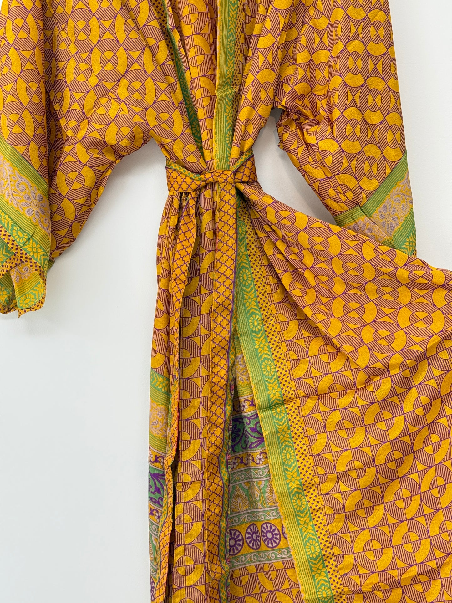 Vintage Saree Silk Kimono / Duster - Long