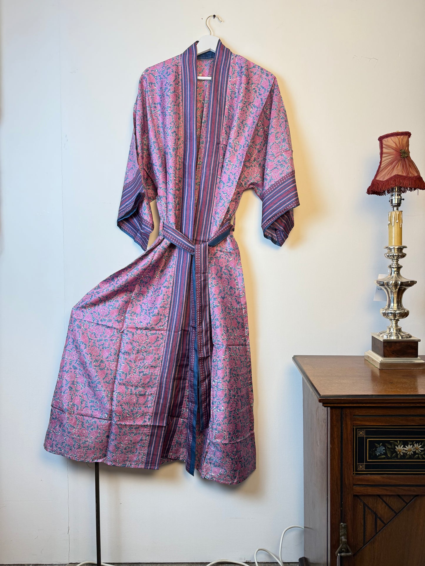 Vintage Saree Silk Kimono / Duster - Long