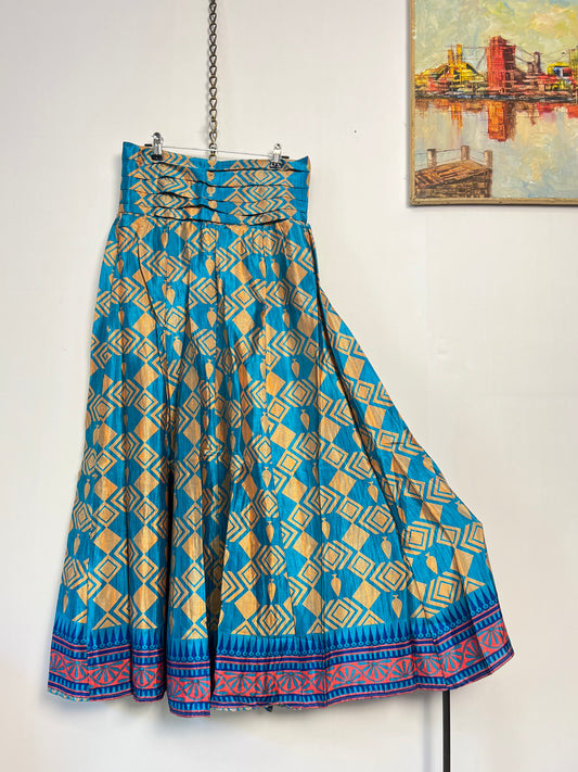 Vintage Saree Silk Pleated Skirt