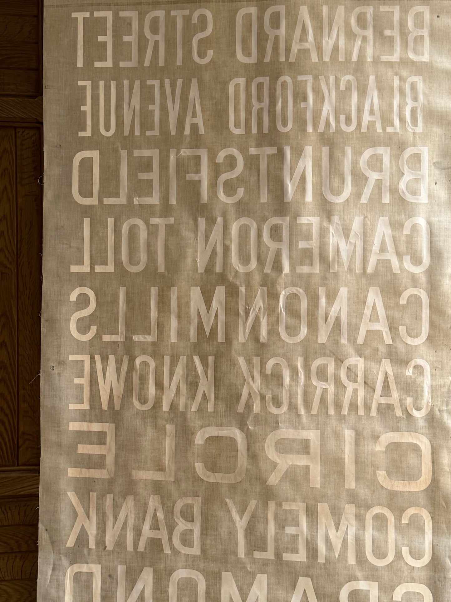 1950’s Linen Destination Bus Blind - Edinburgh - Antigua Street to Cramond