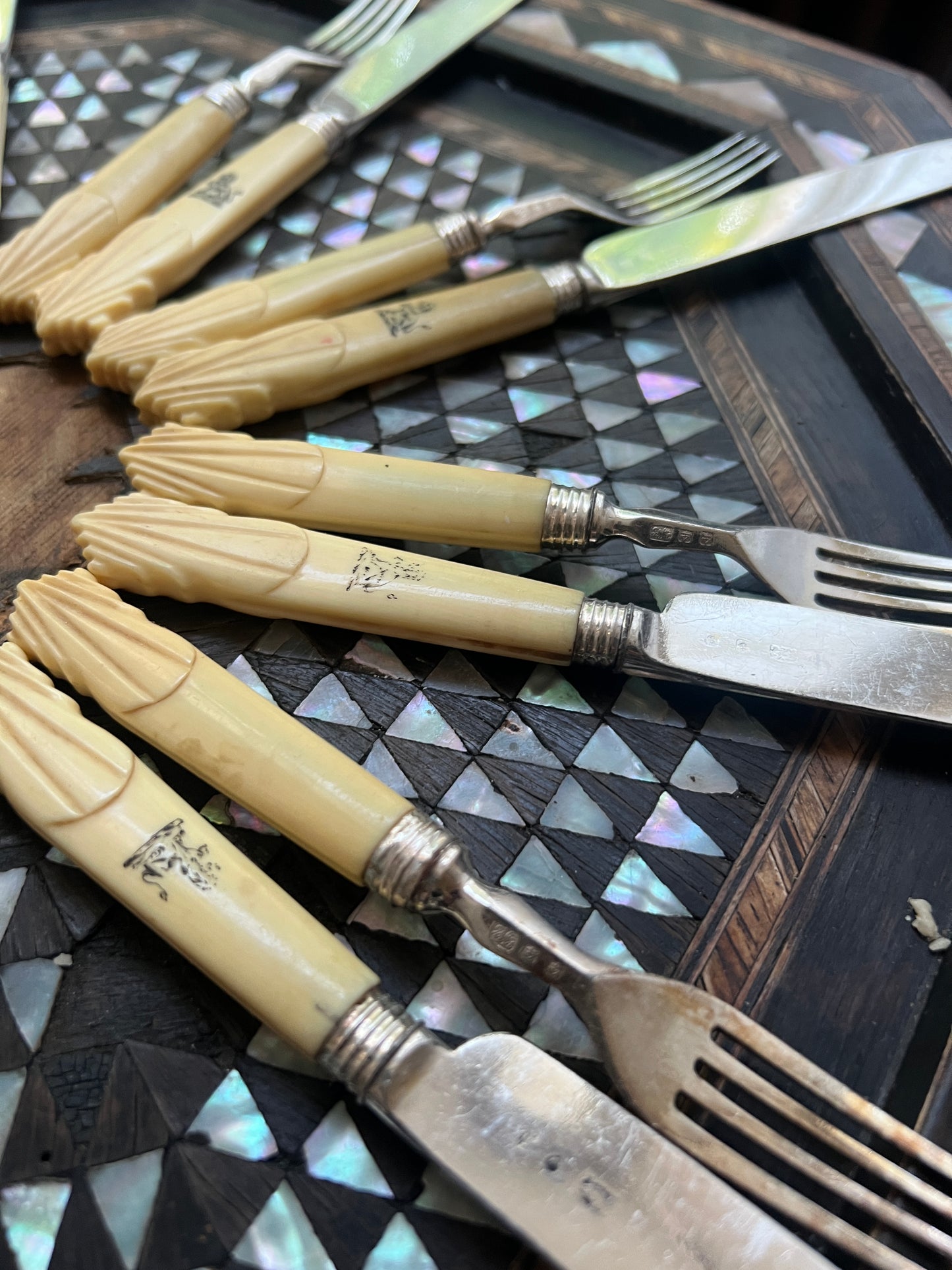 Ten Pairs of 19th Century John Gilbert Fruit Cutlery