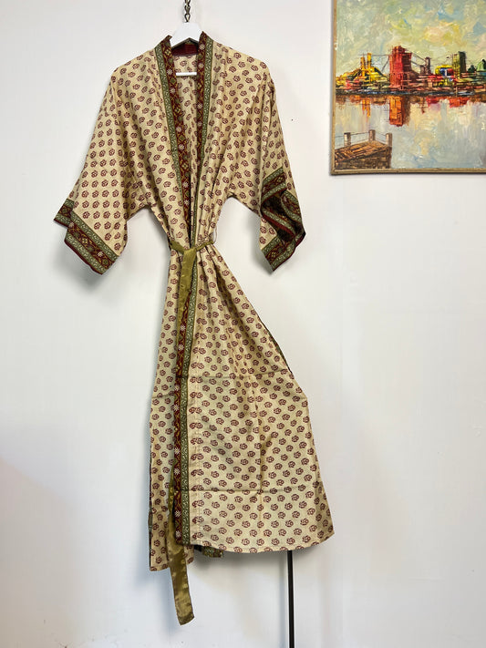 Vintage Saree Silk Kimono / Duster - Long