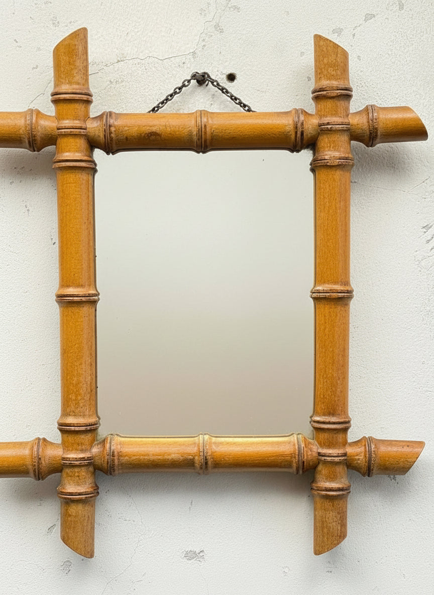 An Early 20thC French Faux Bamboo Mirror - Small