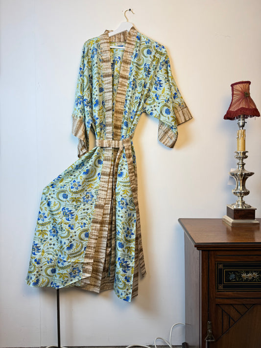 Vintage Saree Silk Kimono / Duster - Long