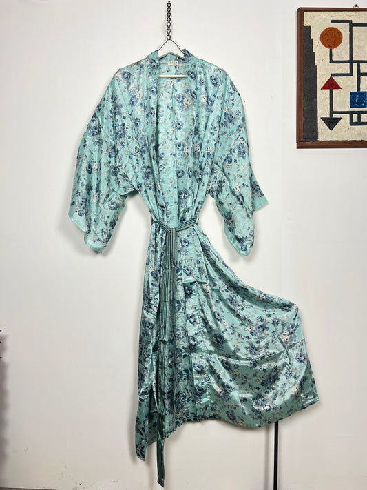 Vintage Saree Silk Kimono / Duster - Long - Wider Unisex Fit