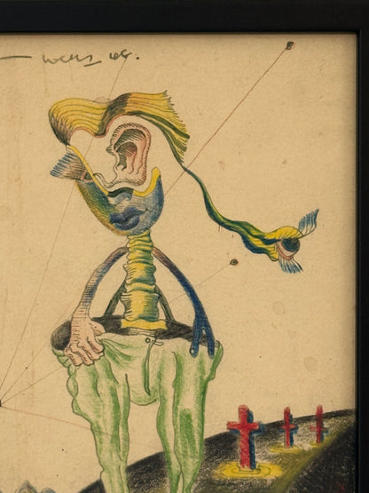 Surrealist Figure in a Landscape - RENDELL WELLS, Scottish | 1911-1997
