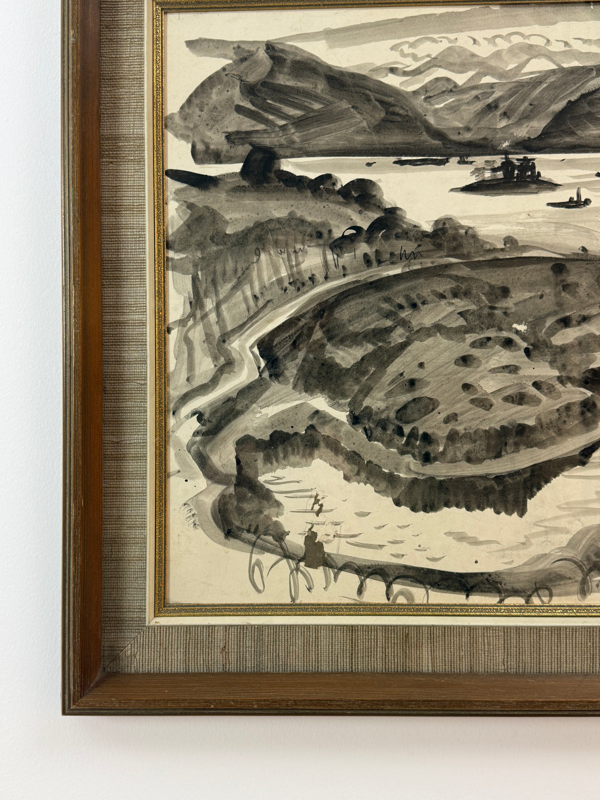David Macbeth Sutherland RSA (1883–1973) | Estuary, Loch Carron | Original Scottish Ink & Wash