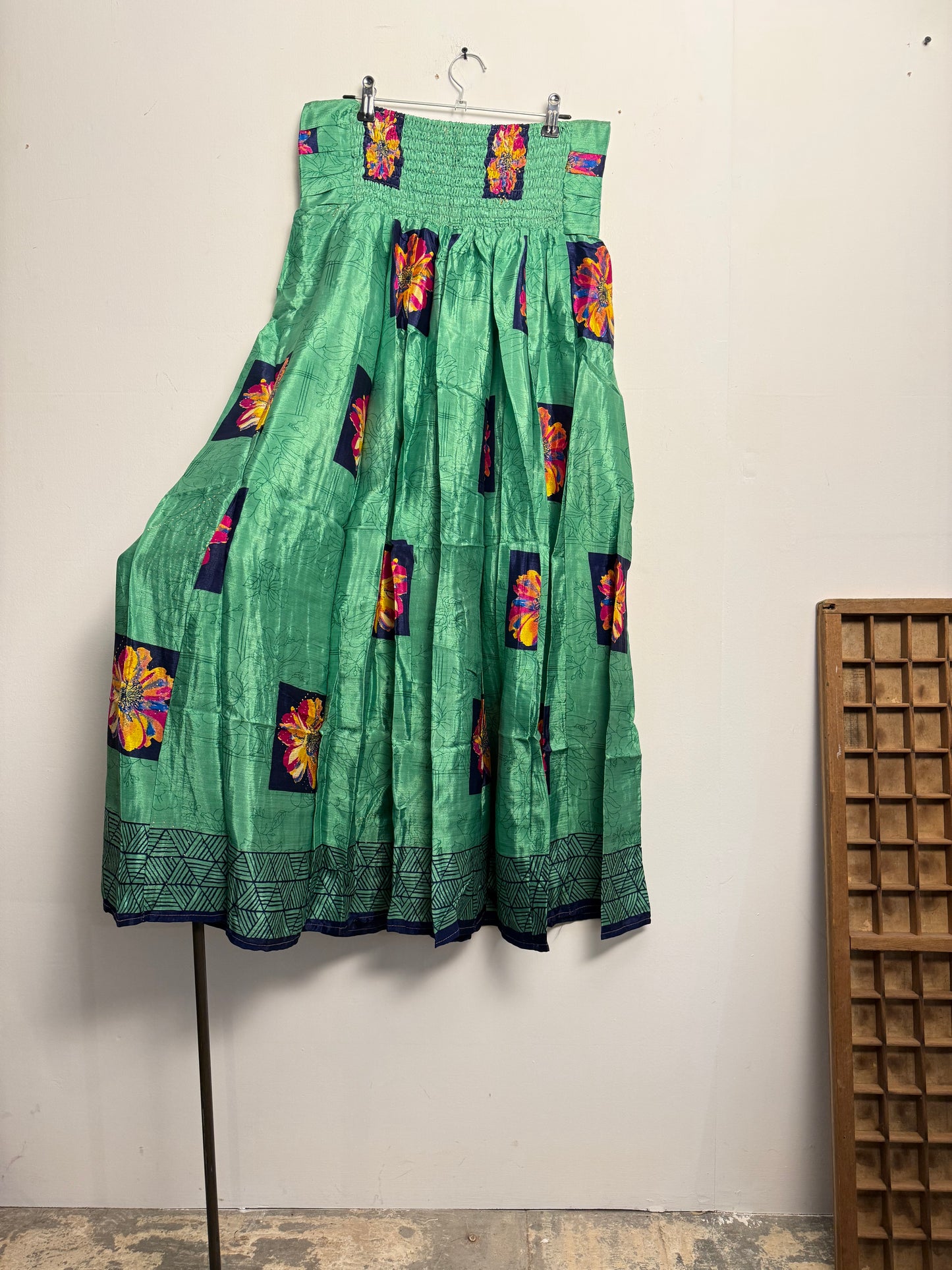 Vintage Saree Silk Pleated Skirt