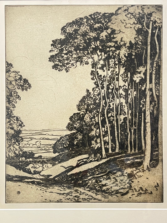 Cotswolds Treeline Engraving | Sir Alfred East (British 1849 - 1913)