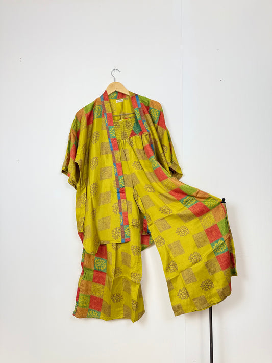 Vintage Saree Silk Trousers & Shirt Co-ordinated Set