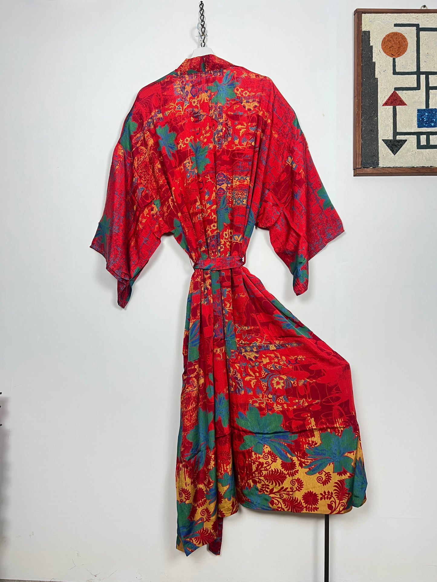 Vintage Saree Silk Kimono / Duster - Long - Wider Unisex Fit