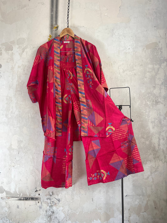 Vintage Saree Silk Trousers & Shirt Co-ordinated Set