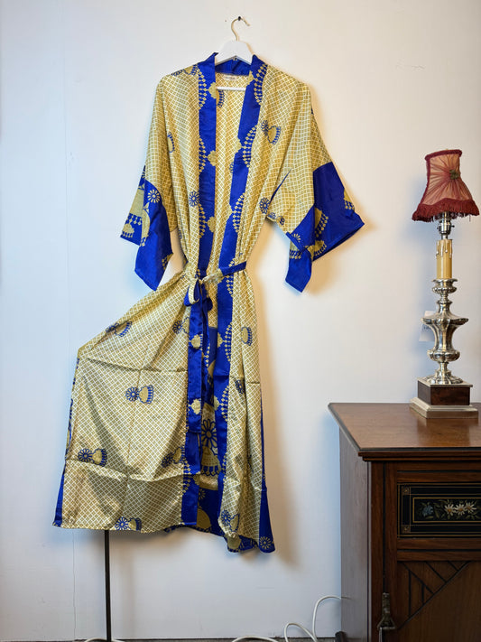 Vintage Saree Silk Kimono / Duster - Long