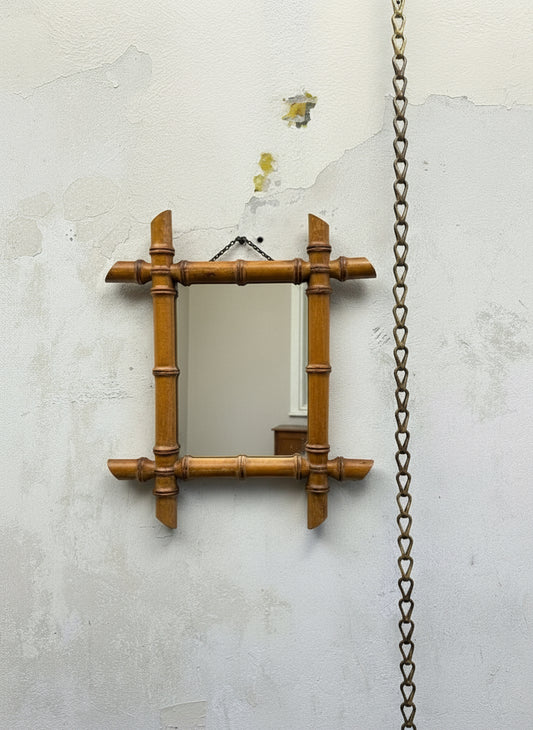An Early 20thC French Faux Bamboo Mirror - Small