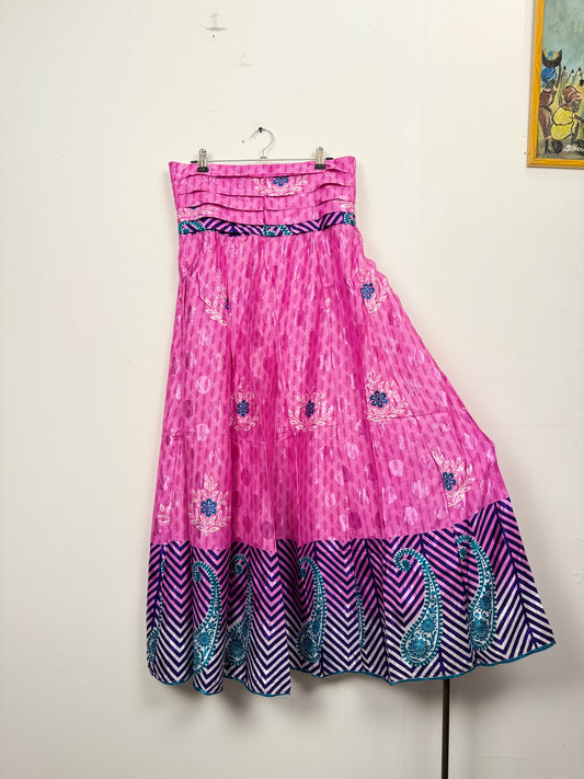 Vintage Saree Silk Pleated Skirt