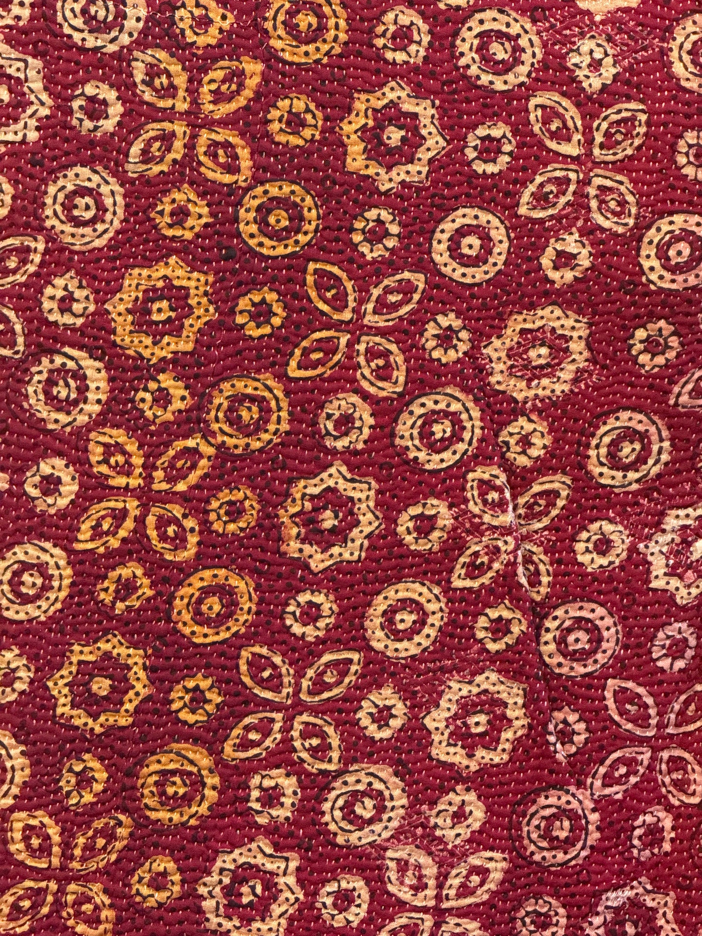 A Finestitch Kantha Quilt with Ajrakh over-print
