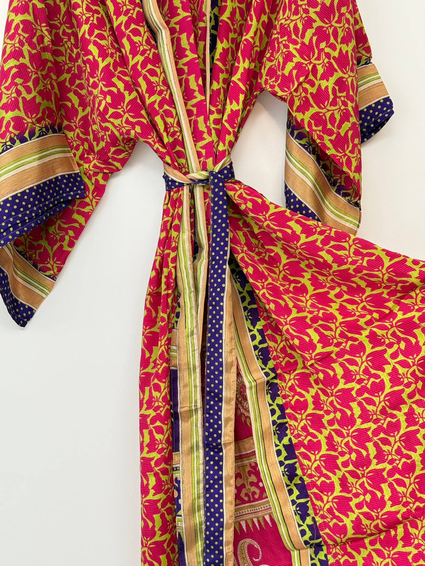 Vintage Saree Silk Kimono / Duster - Long
