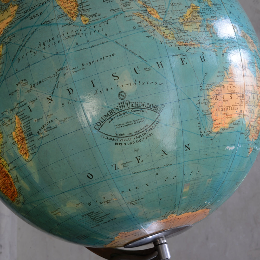 Vintage German Glass Light Up Columbus DUO Erdglobus Globe by Paul Oestergaard