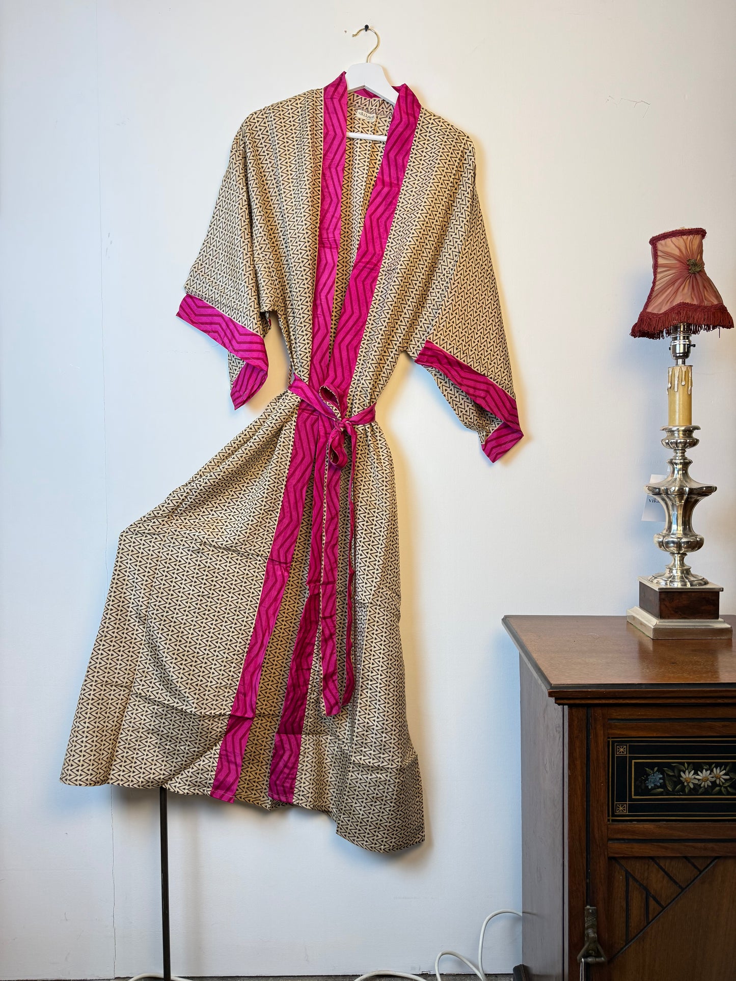 Vintage Saree Silk Kimono / Duster - Long
