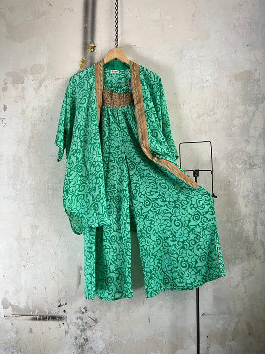 Vintage Saree Silk Trousers & Shirt Co-ordinated Set