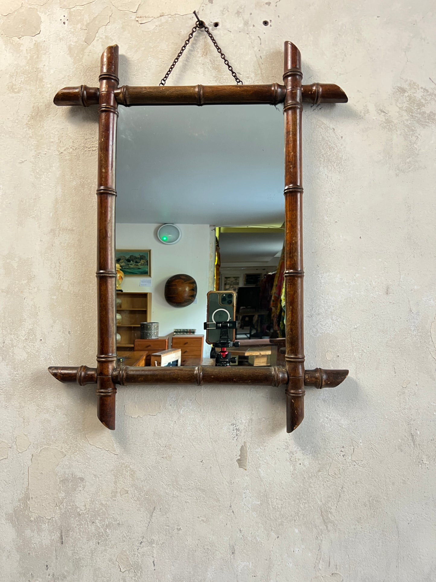 Early 20thC French Faux Bamboo Mirror
