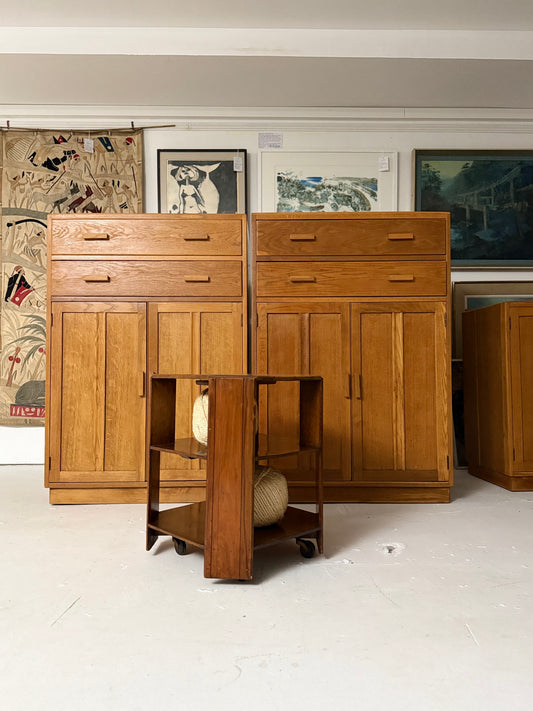 Two Tier Art Deco Side Table on Wheels