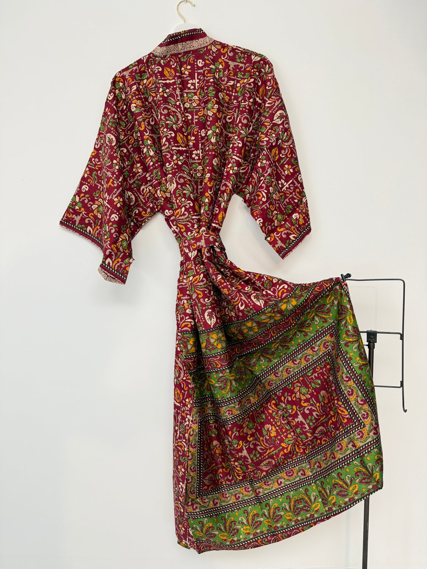 Vintage Saree Silk Kimono / Duster - Long