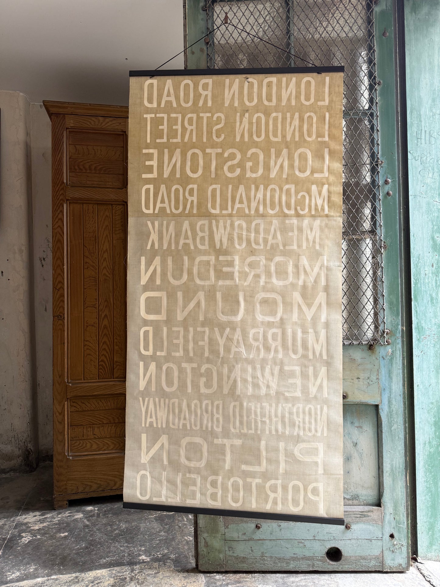 1950’s Linen Destination Bus Blind - Edinburgh - London Road to Portobello