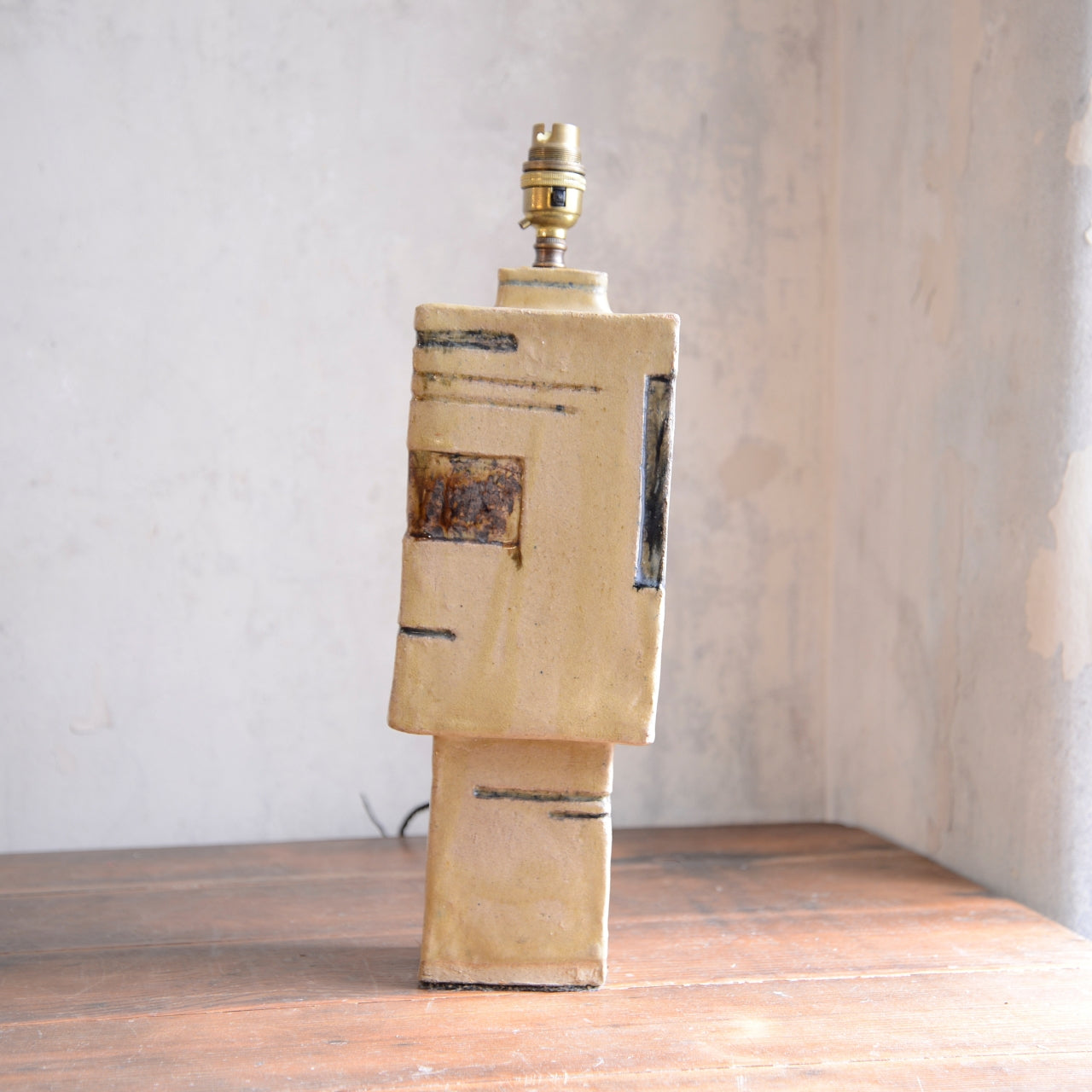 70’s Slab Built Studio Pottery Table Lamp