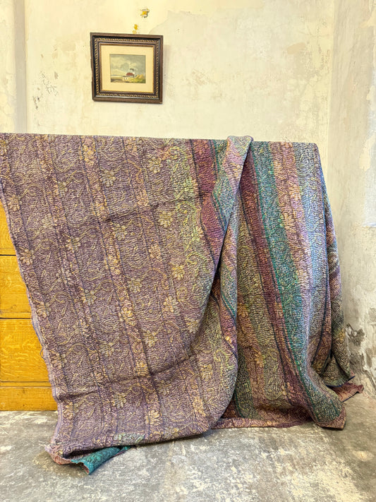 A Finestitch Kantha Quilt with Bagru over-print
