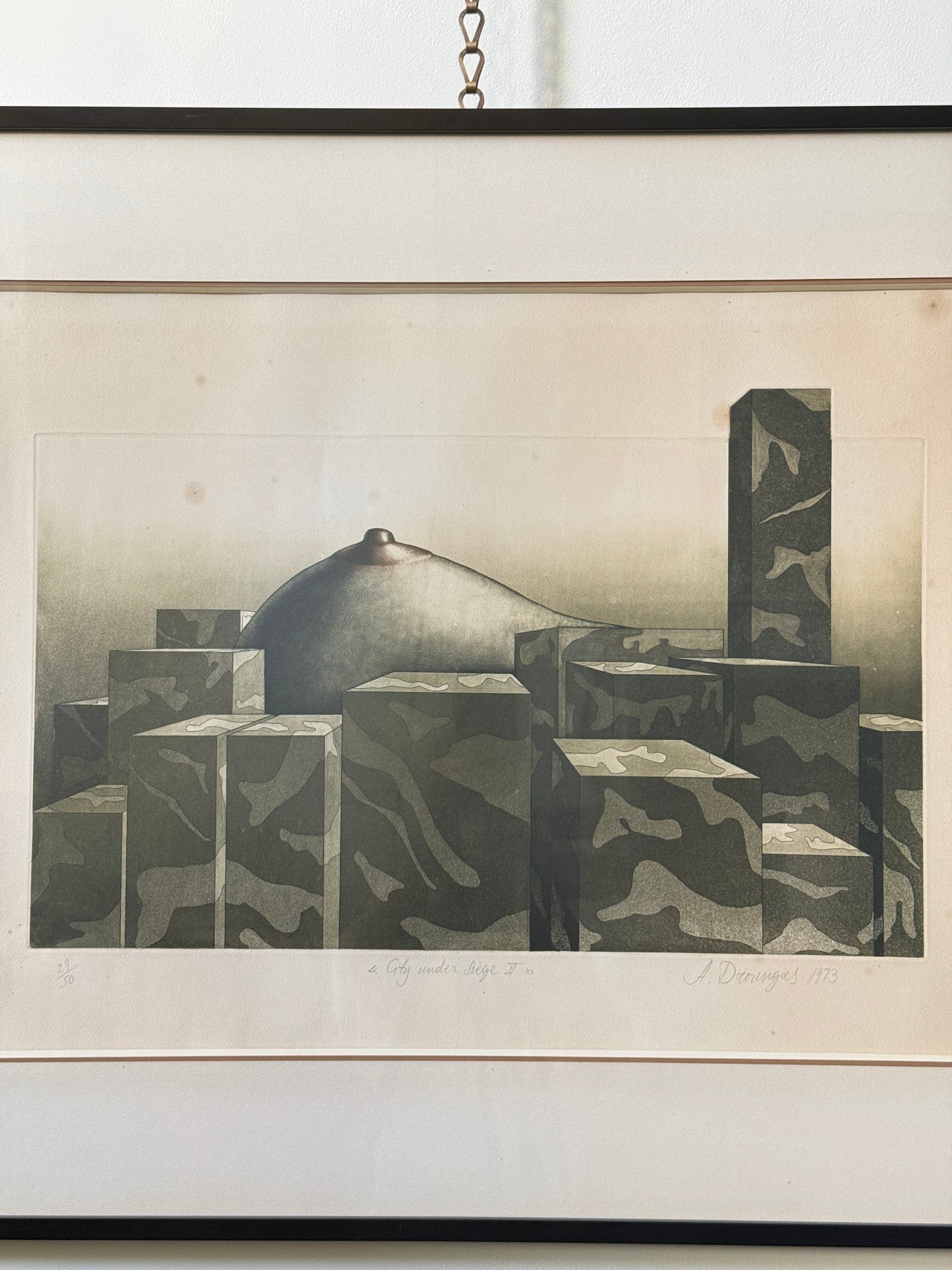 Achilleas Droungas (1940–2015) | City Under Siege II | Original Signed Etching | 1973