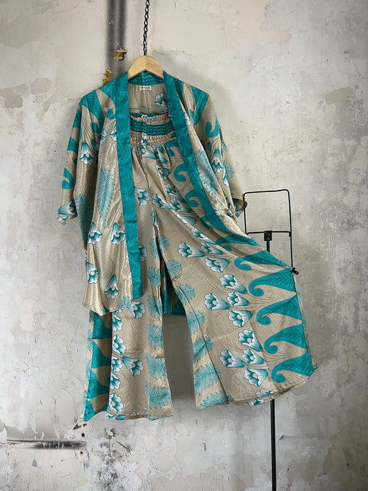 Vintage Saree Silk Trousers & Shirt Co-ordinated Set