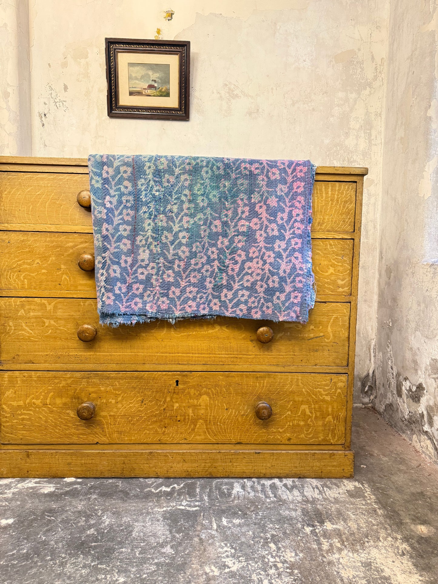 A Finestitch Indigo Kantha Quilt with Indigo over-print.