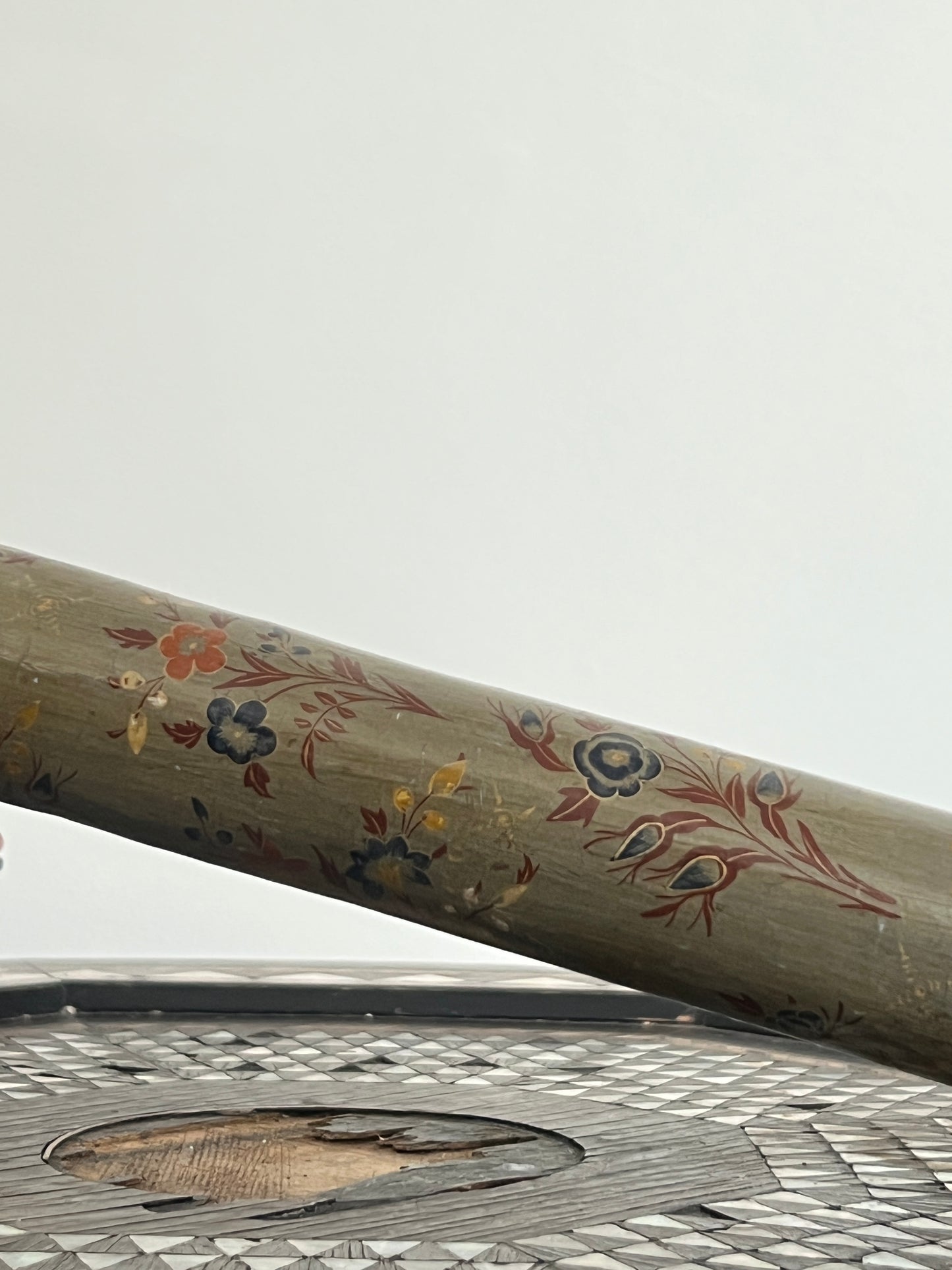 A Toleware Papier Mache Decorated Document Carrier