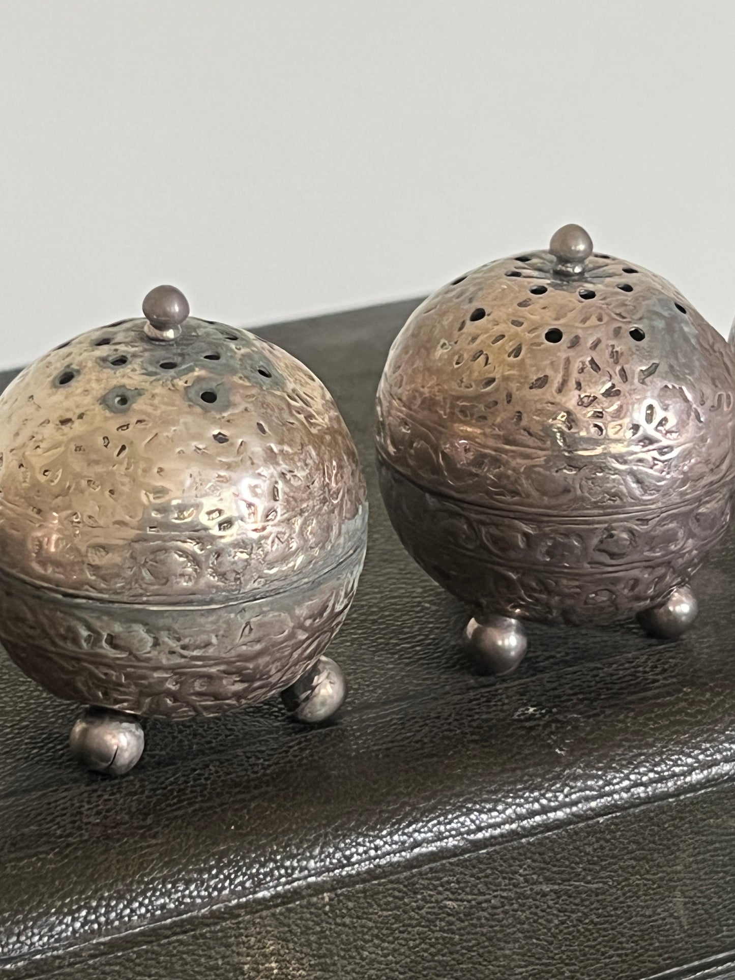 A Boxed Set of Indian Silver "Censur" Pots