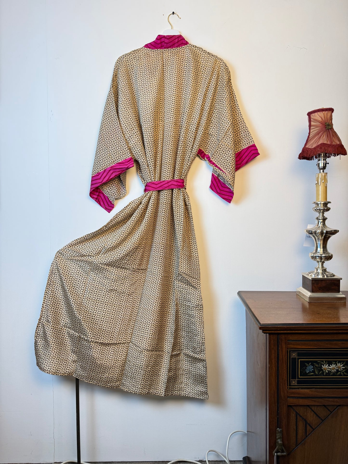 Vintage Saree Silk Kimono / Duster - Long