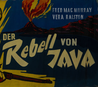 1960s German Hand Painted Cinema Banner - Der Rebell von Java