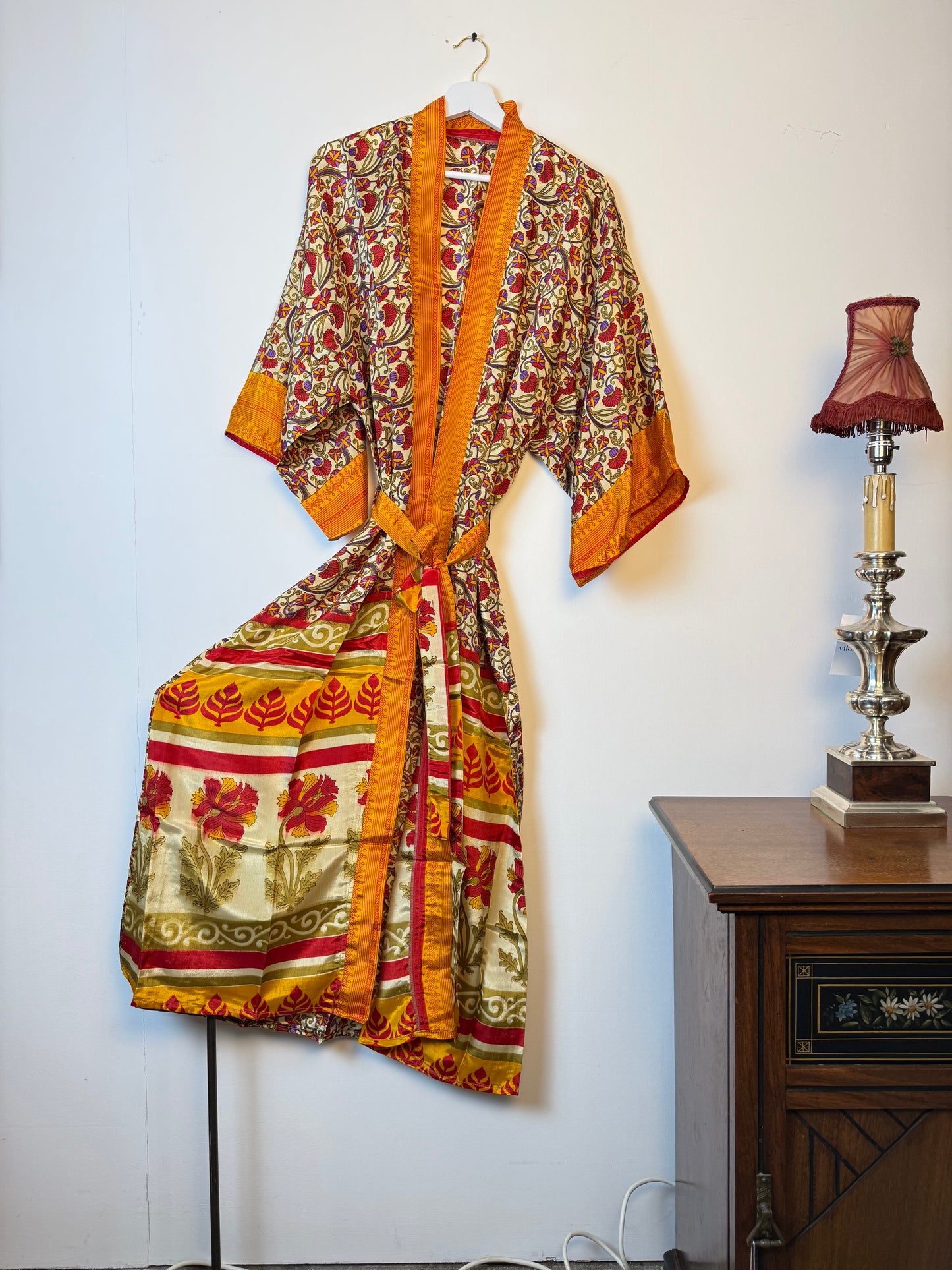 Vintage Saree Silk Kimono / Duster - Long