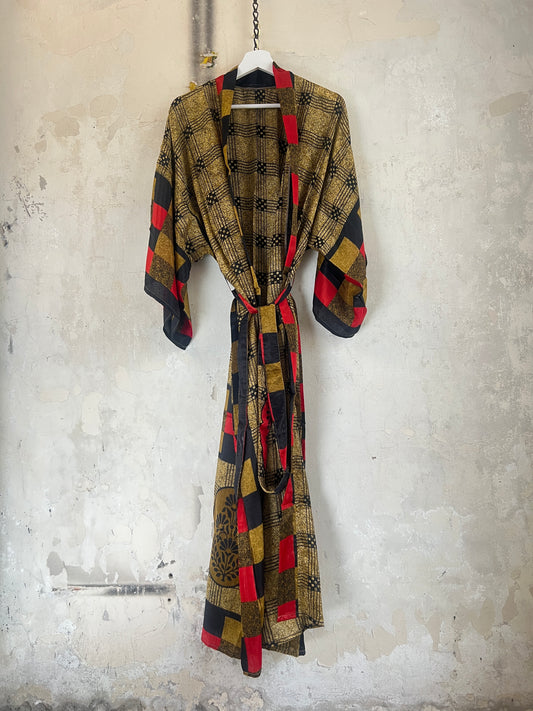 Vintage Saree Silk Kimono / Duster - Long