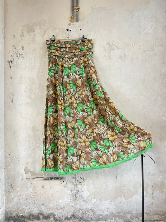 Vintage Saree Silk Pleated Skirt