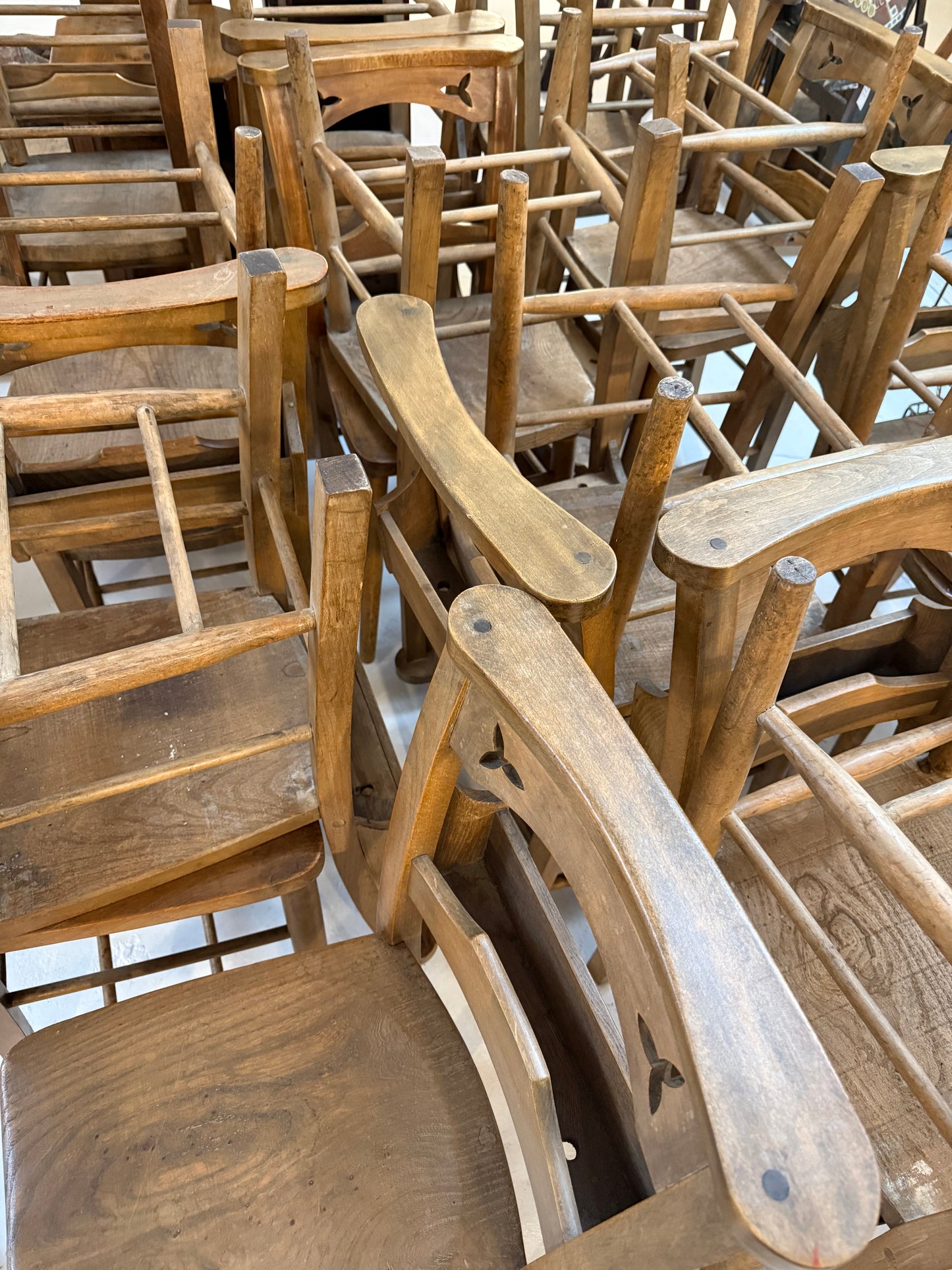 Elm & Beech Chapel Chairs c1920