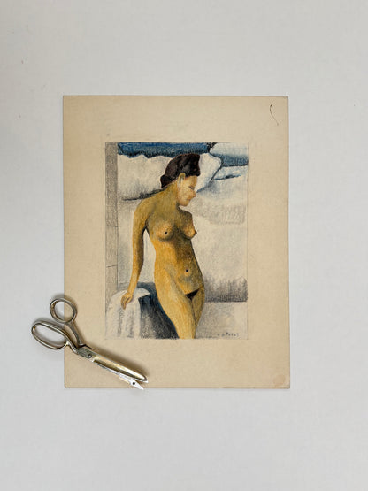 Masked Nude - Mid 20thC Dutch Pastel (Signed V.D. Paelt)