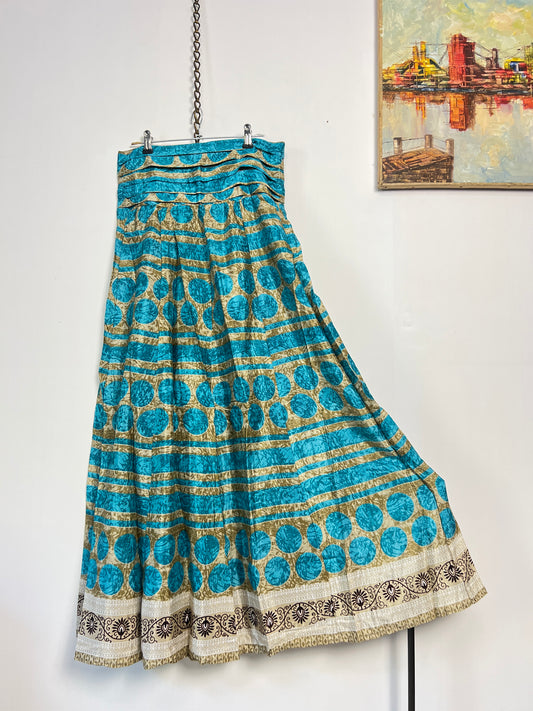 Vintage Saree Silk Pleated Skirt
