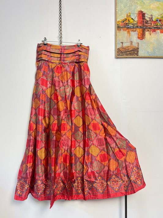 Vintage Saree Silk Pleated Skirt