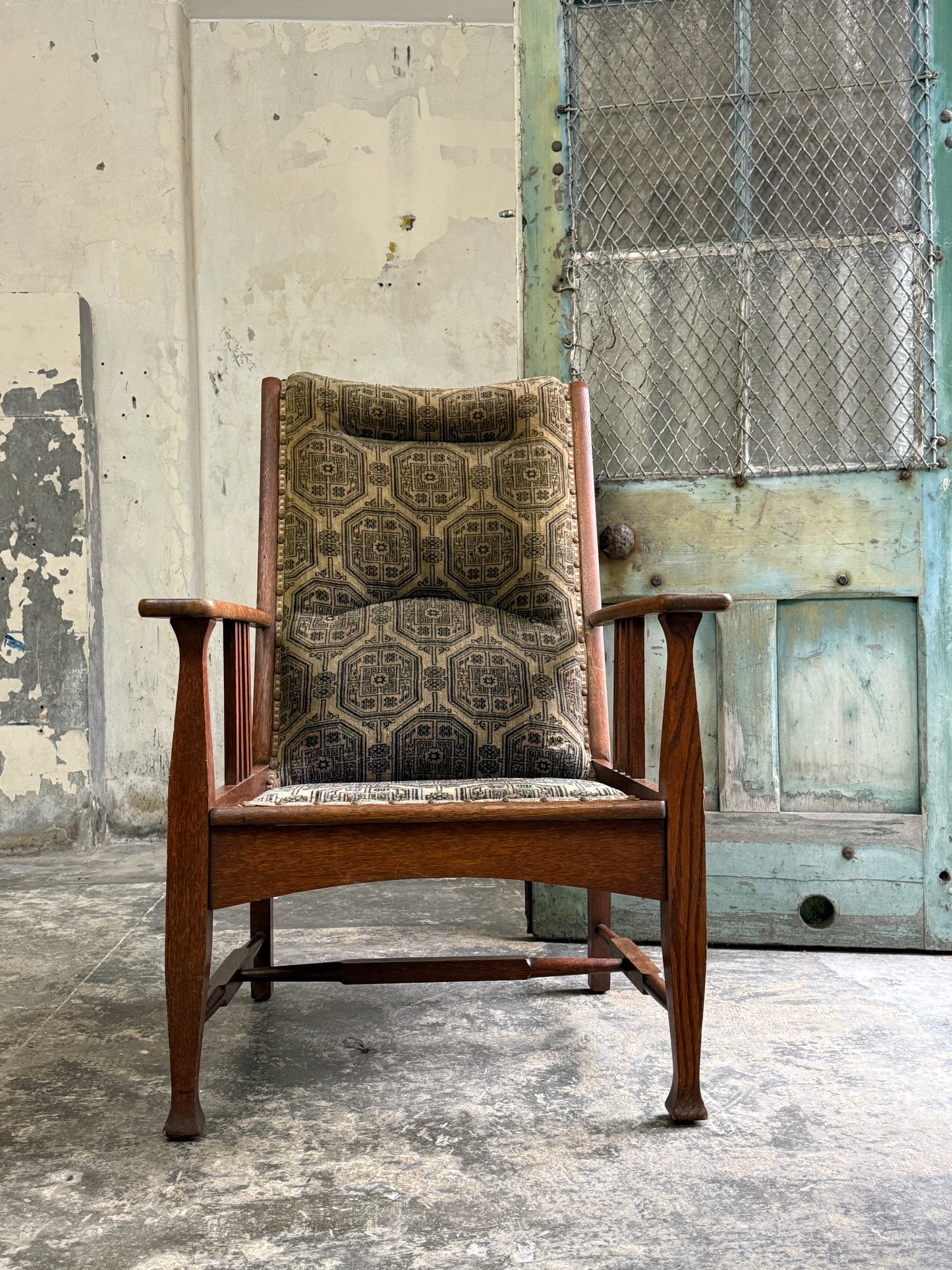 Arts and Crafts Oak Framed Armchair