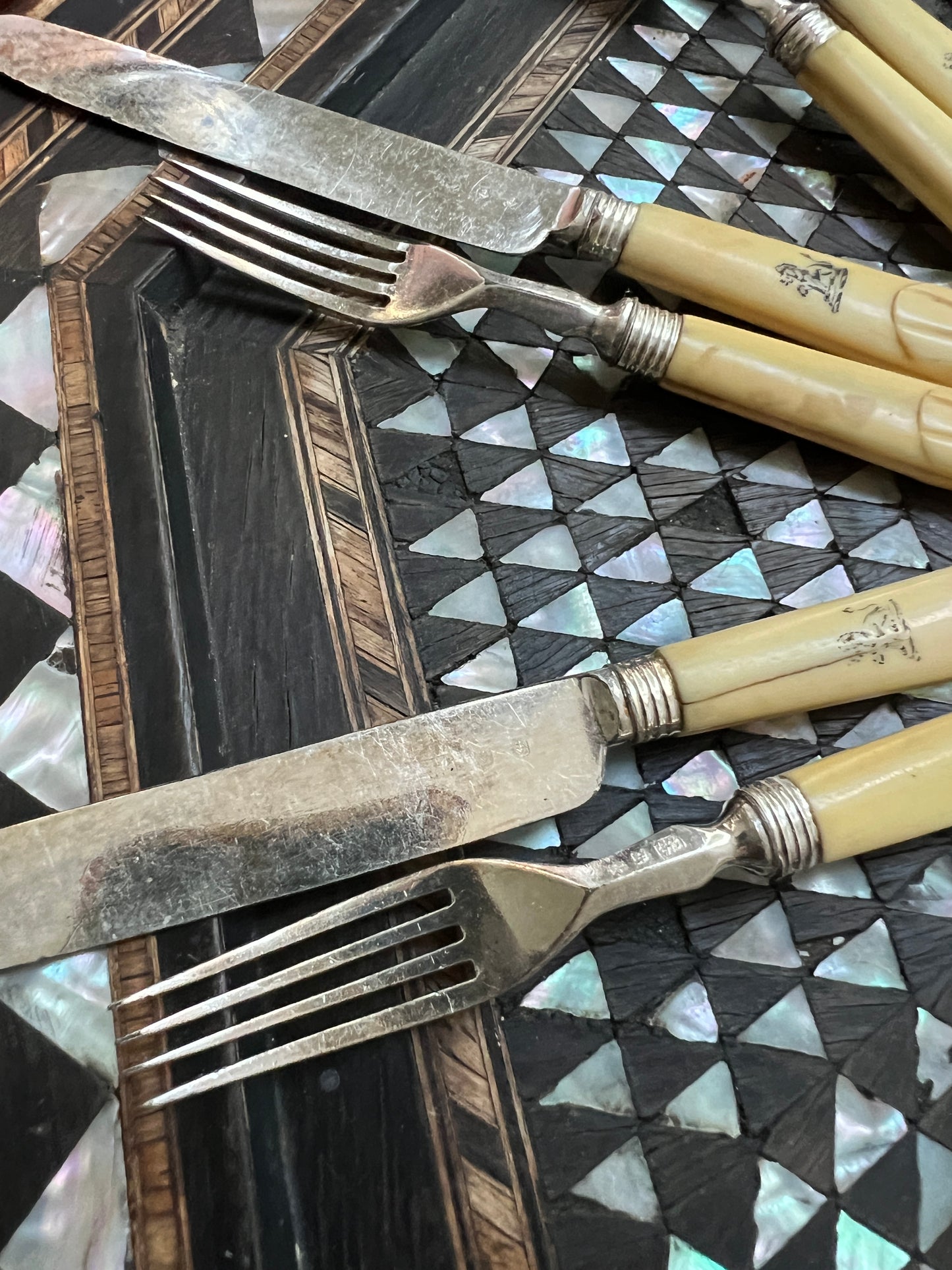 Ten Pairs of 19th Century John Gilbert Fruit Cutlery