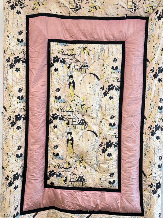 A 1930's Duck Feather Eiderdown - Rare Chinoiserie Pattern